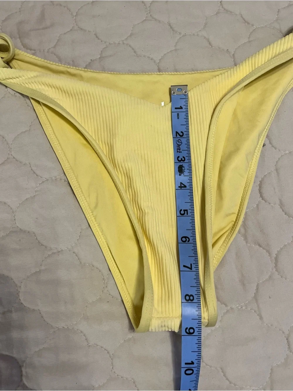 NWOT Frankies Bikinis Yellow Ribbed Swim Side Tie High Rise XL Bikini Bottom